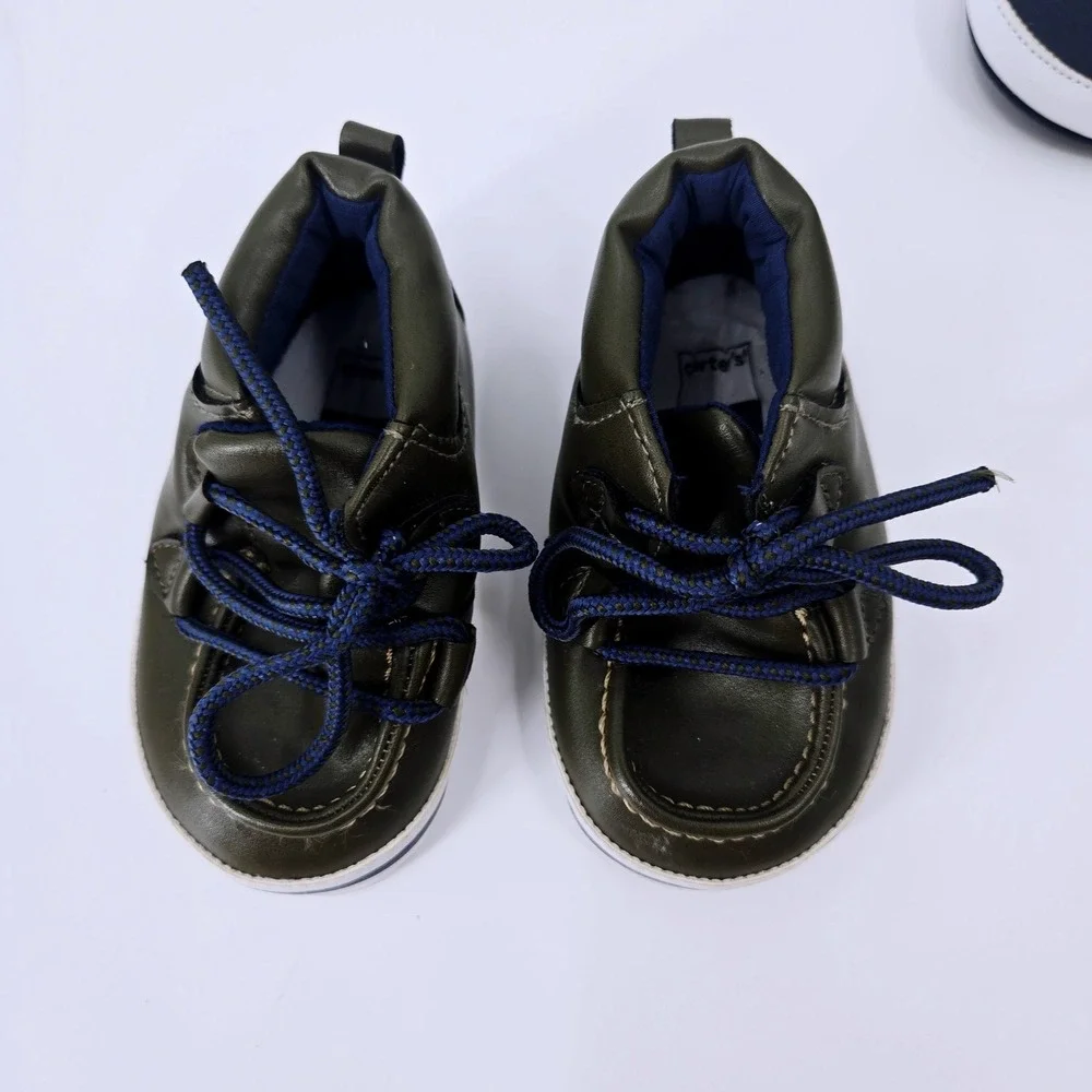 Lot of 2 Infant Baby Boys Crib Shoes Size 3 6-9M‎ Carter's & TCP